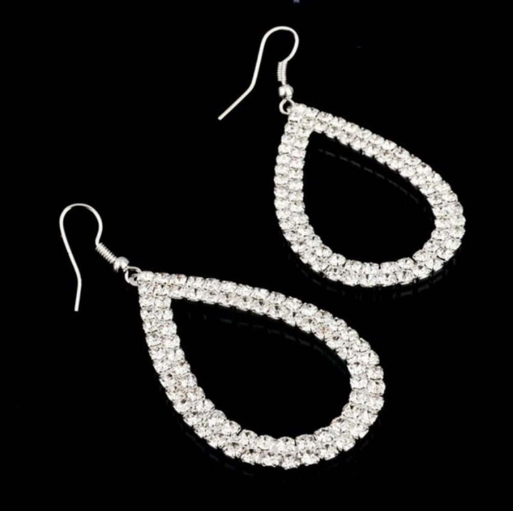 Fashion Jewelry Open Teardrop Pierced Earrings NIP - Picture 3 of 4
